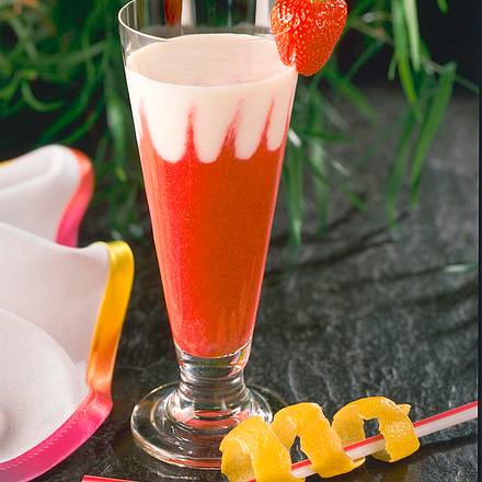 Kefir-Bananen-Mix auf Erdbeerpüree Rezept