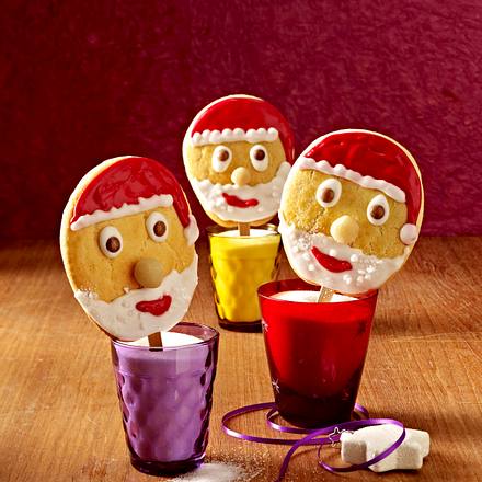 Keks-Weihnachtsmann-Lollis Rezept Keks-Weihnachtsmann-Lollis Rezept
