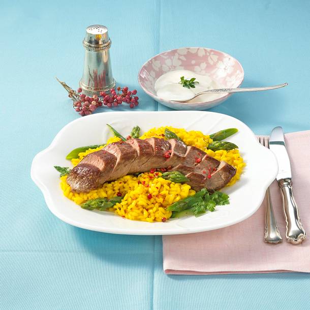 Kerbelrisotto mit Lammrücken Rezept