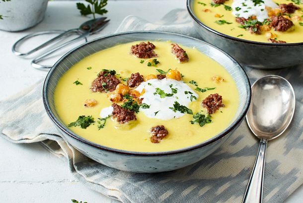 Kichererbsen-Linsensuppe mit Hackfleisch Rezept Kichererbsen-Linsensuppe mit Hackfleisch Rezept