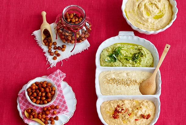 Kichererbsendip Hummus Dreierlei Variationen Rezept Lecker