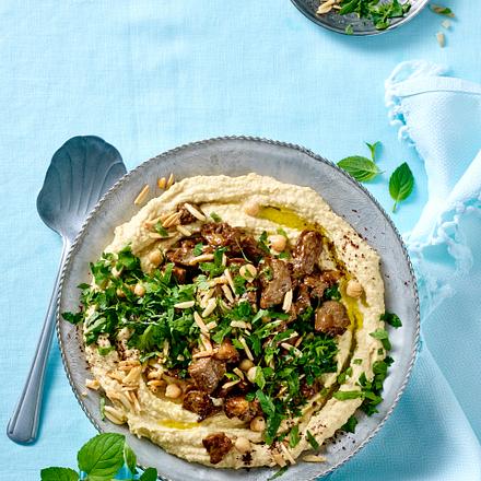 Kichererbsenpüree mit Lamm Rezept Kichererbsenpüree mit Lamm Rezept