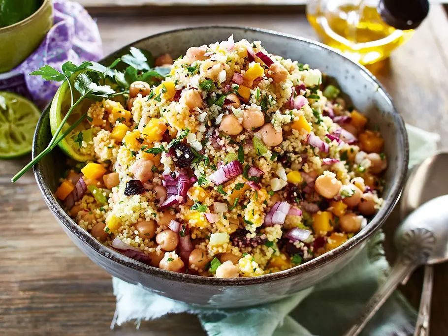 Kichererbsensalat mit Limetten-Honig-Dressing Rezept Kichererbsensalat mit Limetten-Honig-Dressing Rezept