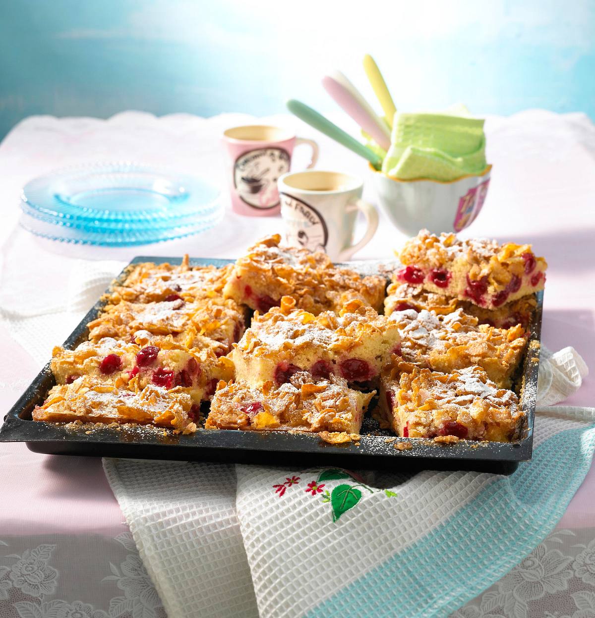 Kirsch-Cornflakes-Kuchen Rezept