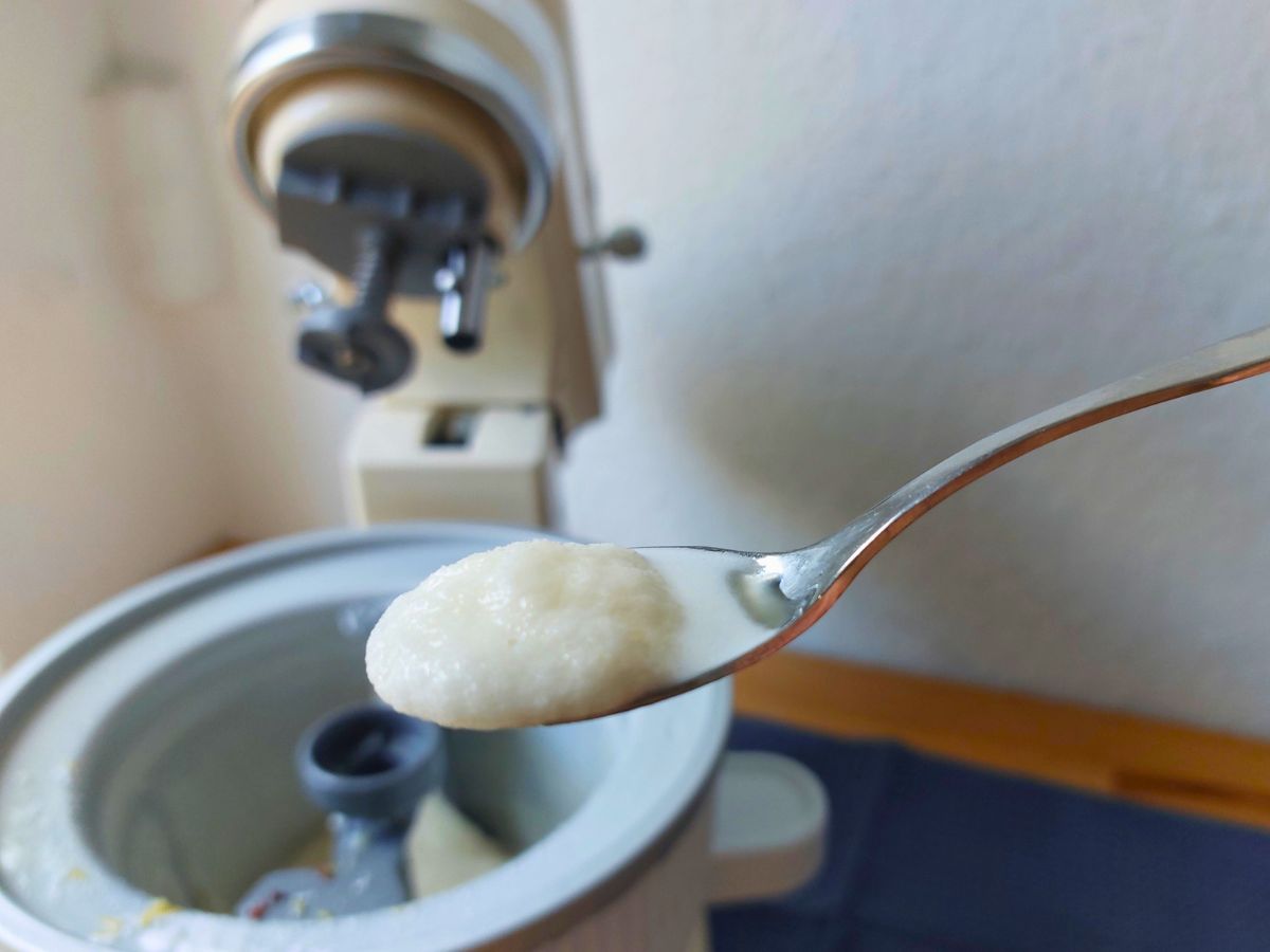 Sorbet auf einem Löffel