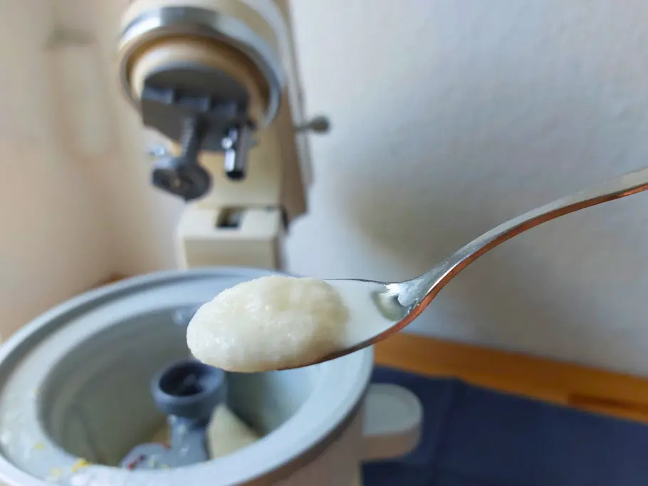 Sorbet auf einem Löffel Sorbet auf einem Löffel