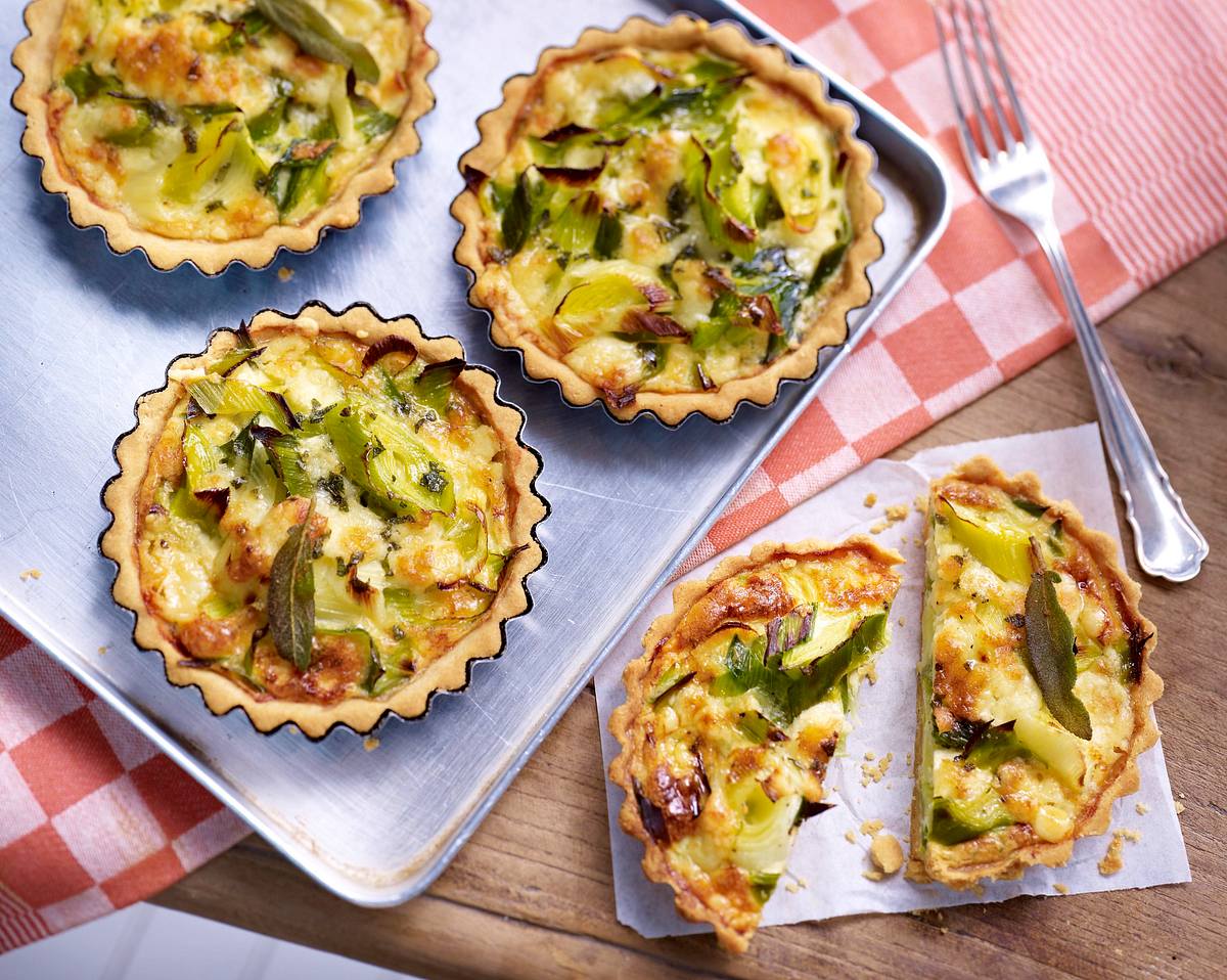 Kleine Lauch- und Cheddar-Quiches Rezept