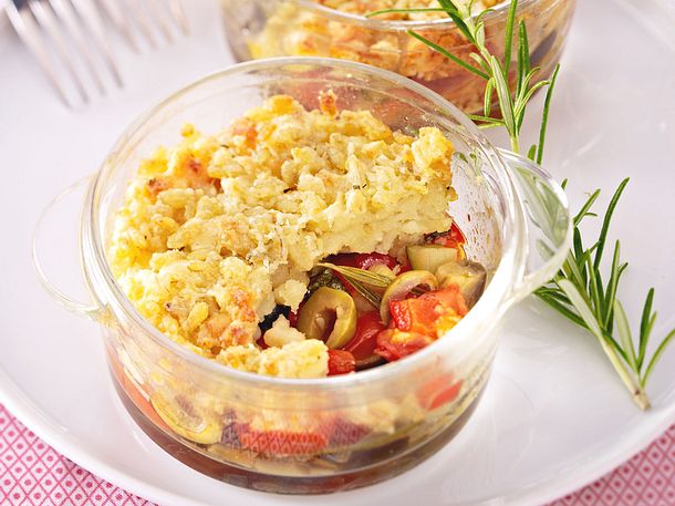 Kleine Sommerliche Gemüse-Crumble mit Ebly-Kruste Rezept
