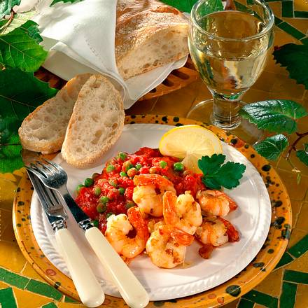 Knoblauch-Garnelen mit Tomatensoße Rezept
