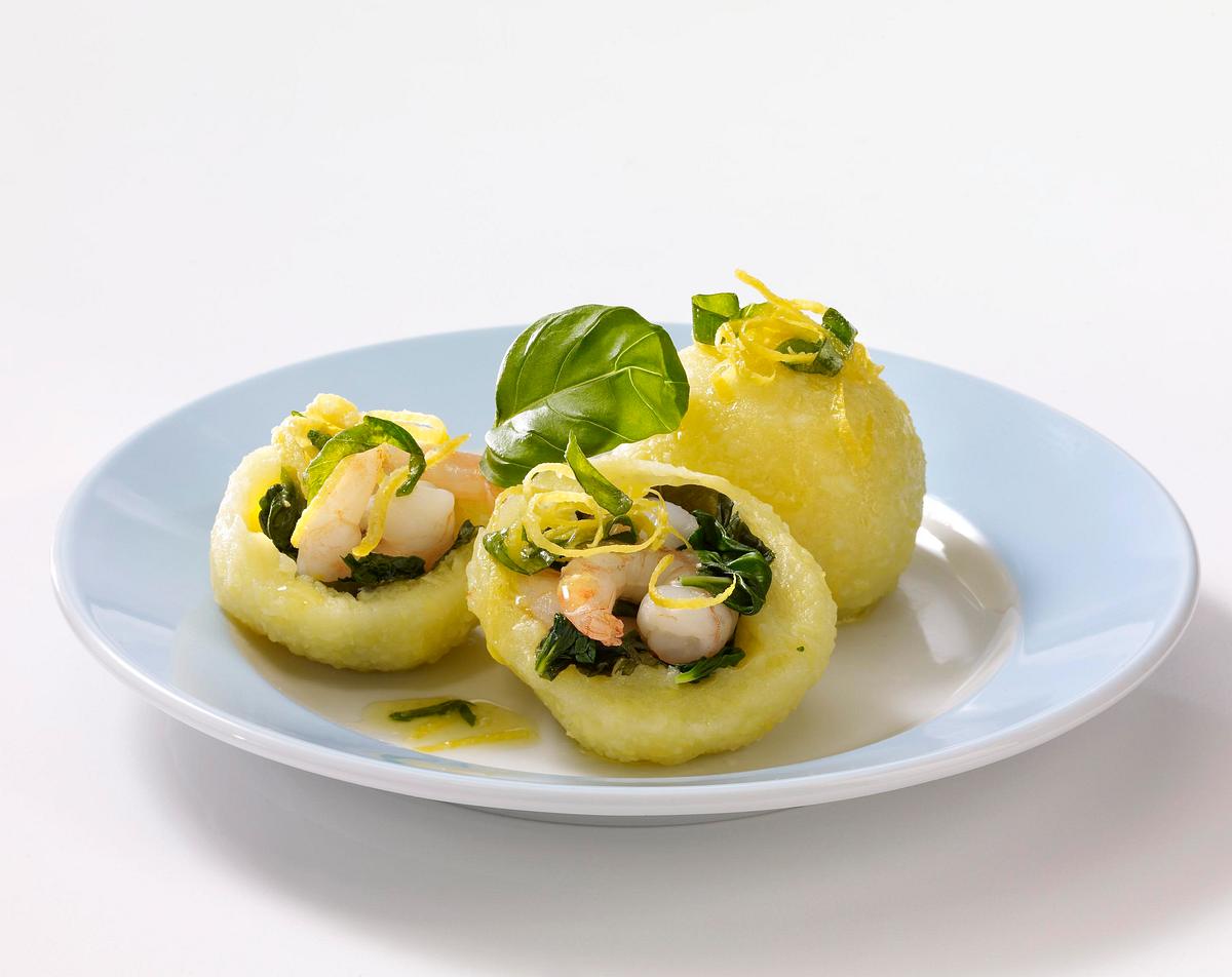 Knödel 4x anders: mit Garnelen Rezept