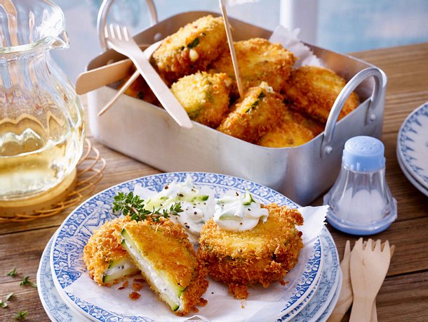 Knusperzucchini mit Zaziki-Dip Rezept
