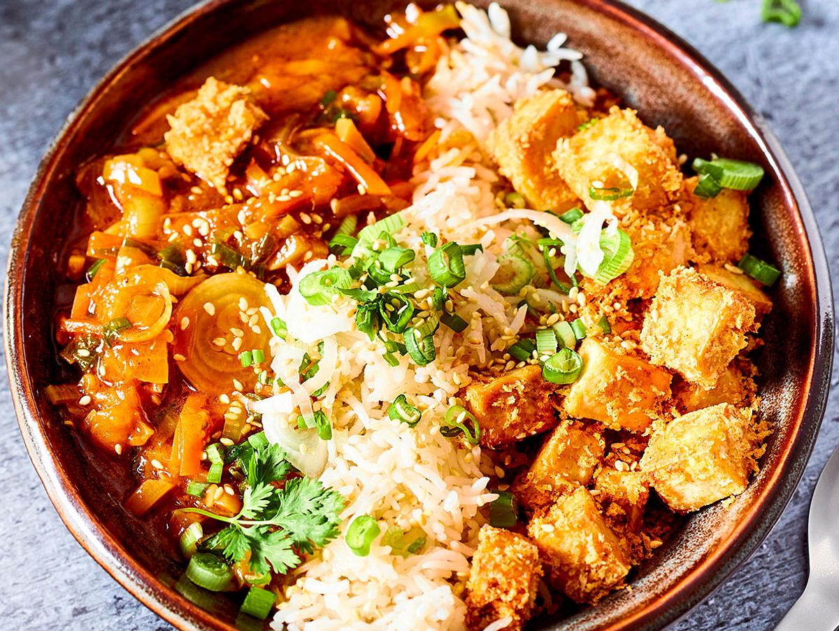 Knuspriger Ofentofu Süsssauer Rezept