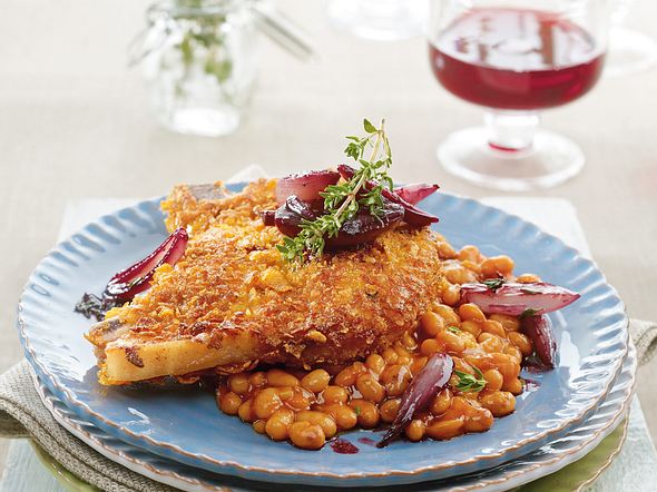 Knuspriges Kotelett mit Baked Beans