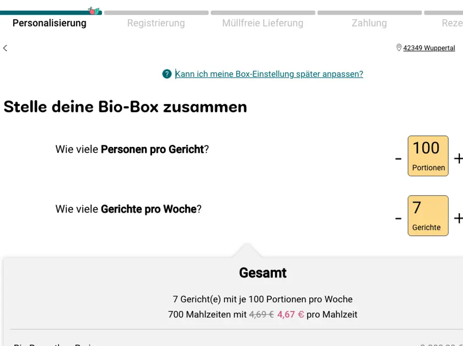 Bei Wyldr kannst du bis zu 100 Portionen für 7 Tage bestellen