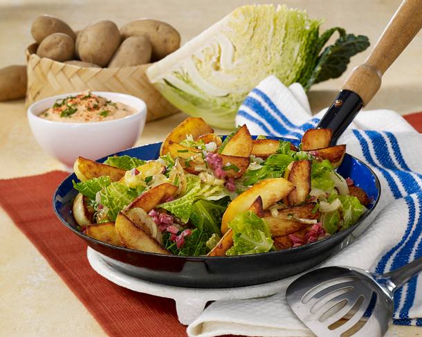 Kohl-Kartoffelpfanne mit Schinken Rezept Kohl-Kartoffelpfanne mit Schinken Rezept