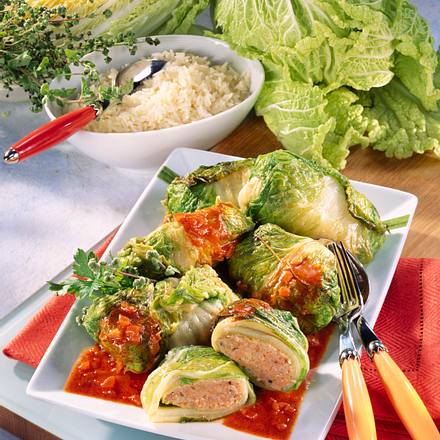 Kohlpäckchen mit Reis-Mett-Füllung Rezept