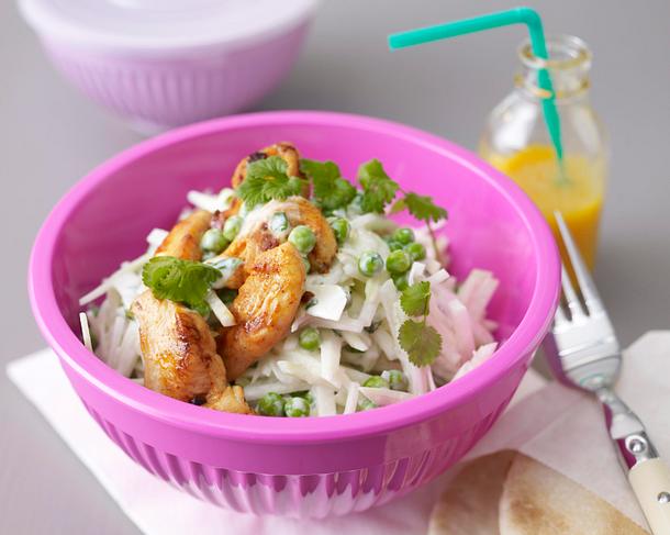 Kohlrabi-Erbsen-Salat mit Koriander-Joghurtsoße Rezept Kohlrabi-Erbsen-Salat mit Koriander-Joghurtsoße Rezept