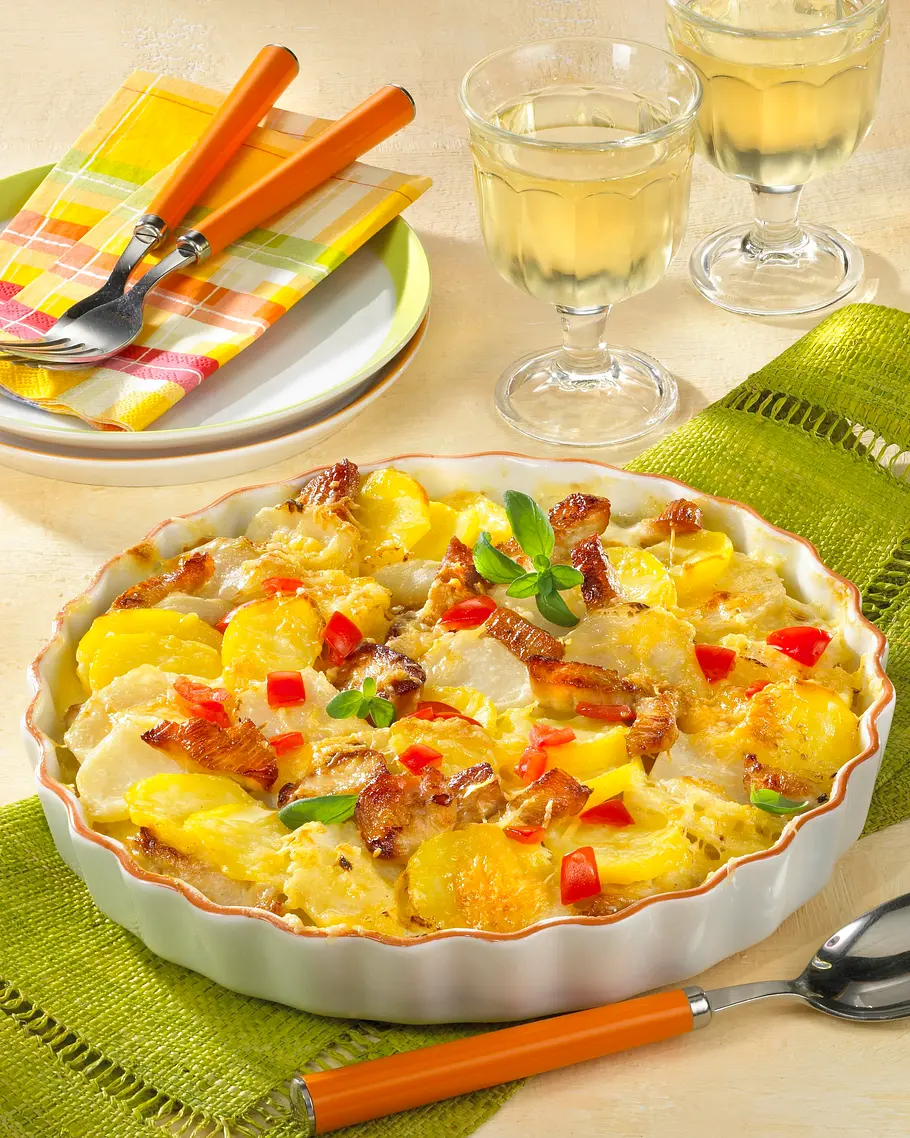 Kohlrabi-Gratin mit Putenstreifen Rezept Kohlrabi-Gratin mit Putenstreifen Rezept