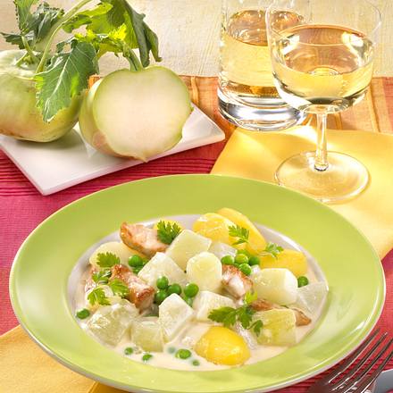 Kohlrabi-Ragout mit Schnitzelstreifen Rezept Kohlrabi-Ragout mit Schnitzelstreifen Rezept