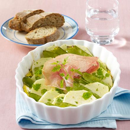 Kohlrabi-Zuckerschoten-Gratin Rezept