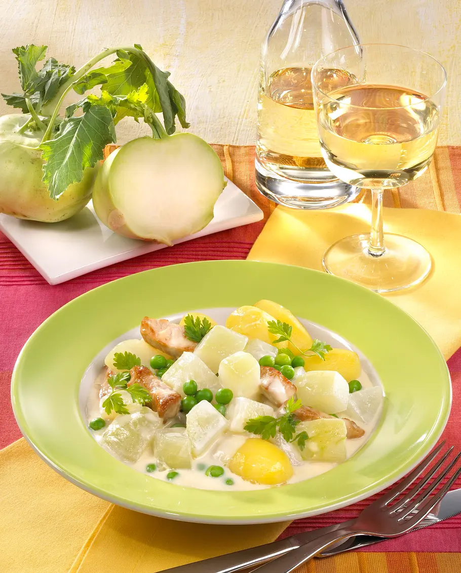 Kohlrabiragout mit Schweinefleisch Rezept Kohlrabiragout mit Schweinefleisch Rezept