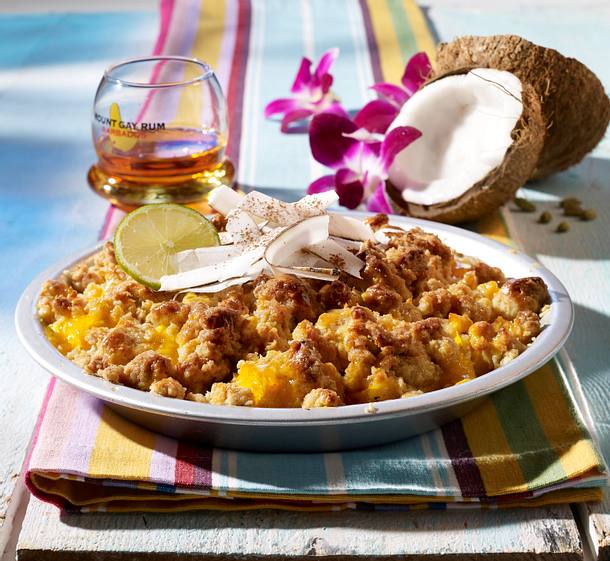 Kokos-Crumble mit Mangos Rezept Kokos-Crumble mit Mangos Rezept