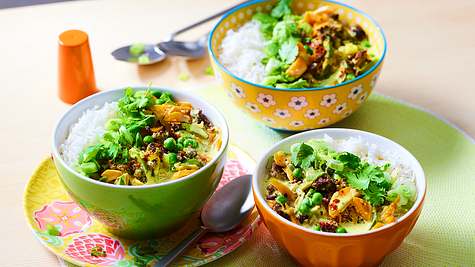 Kokos-Curry mit Hack und Reis