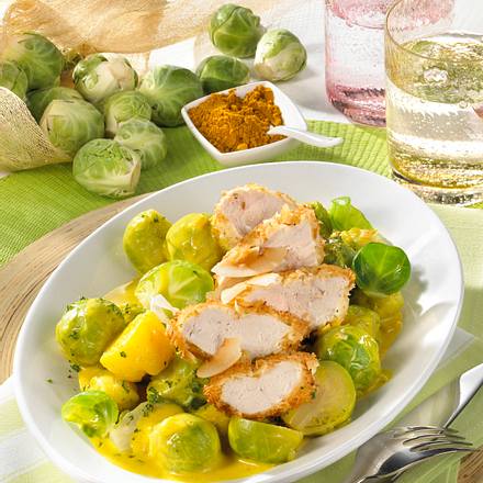 Kokos-Hähnchen mit Rosenkohl Rezept