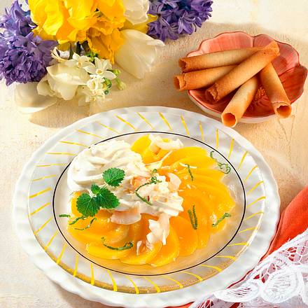 Kokos-Quarkcreme mit Pfirsich Rezept Kokos-Quarkcreme mit Pfirsich Rezept