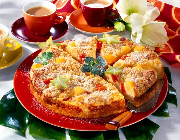 Kokosstreuselkuchen mit Obst Rezept Kokosstreuselkuchen mit Obst Rezept