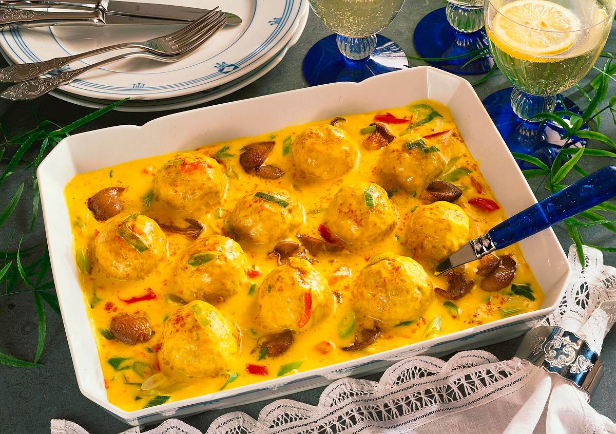 Königsberger Klöße in Curry- Sahne-Soße mit Austernpilze Rezept