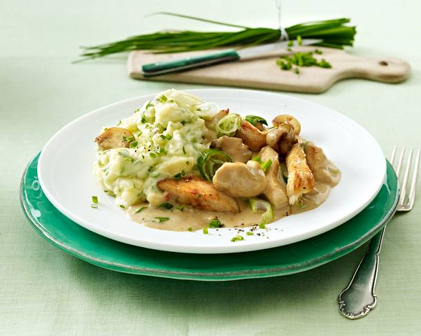 Kräuter-Kartoffelpüree zu Rahmgeschnetzeltem Rezept