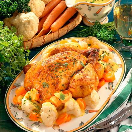 Kräuterhähnchen mit Gemüse Rezept Kräuterhähnchen mit Gemüse Rezept