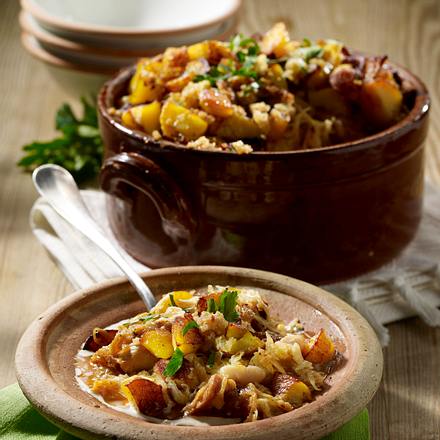 Kraut-Cassoulet mit Kartoffelcroûtons Rezept