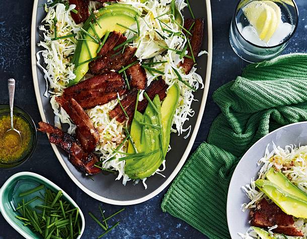 Krautsalat mit Avocado und Bacon Rezept Krautsalat mit Avocado und Bacon Rezept