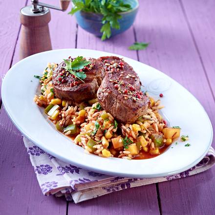 Kreolische Reispfanne zu Schweine-Medaillons Rezept
