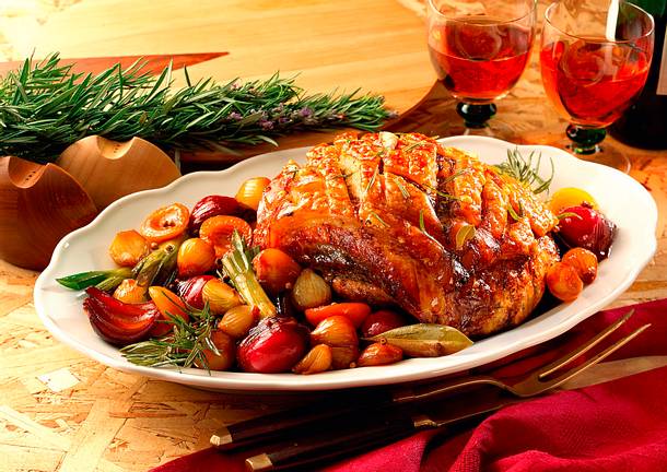 Krustenbraten mit karamellisiertem Gemüse Rezept Krustenbraten mit karamellisiertem Gemüse Rezept