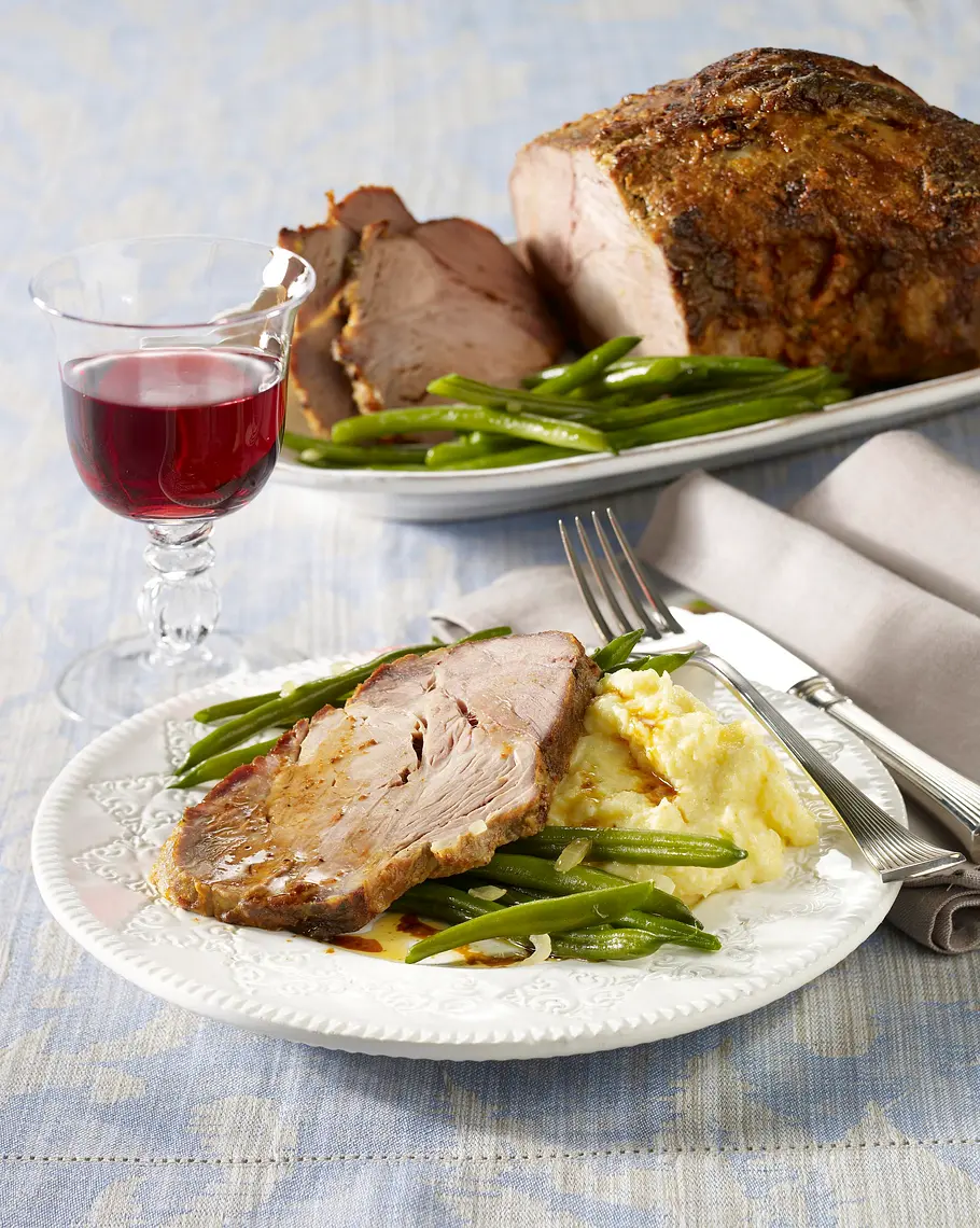 Krustenbraten mit Senfkruste und Polentabrei Rezept Krustenbraten mit Senfkruste und Polentabrei Rezept