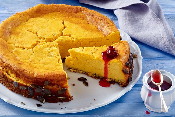 Kürbis-Käsekuchen (low carb) Rezept