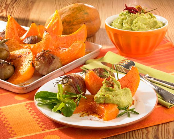 Kürbisspalten mit Kartoffeln vom Blech Rezept