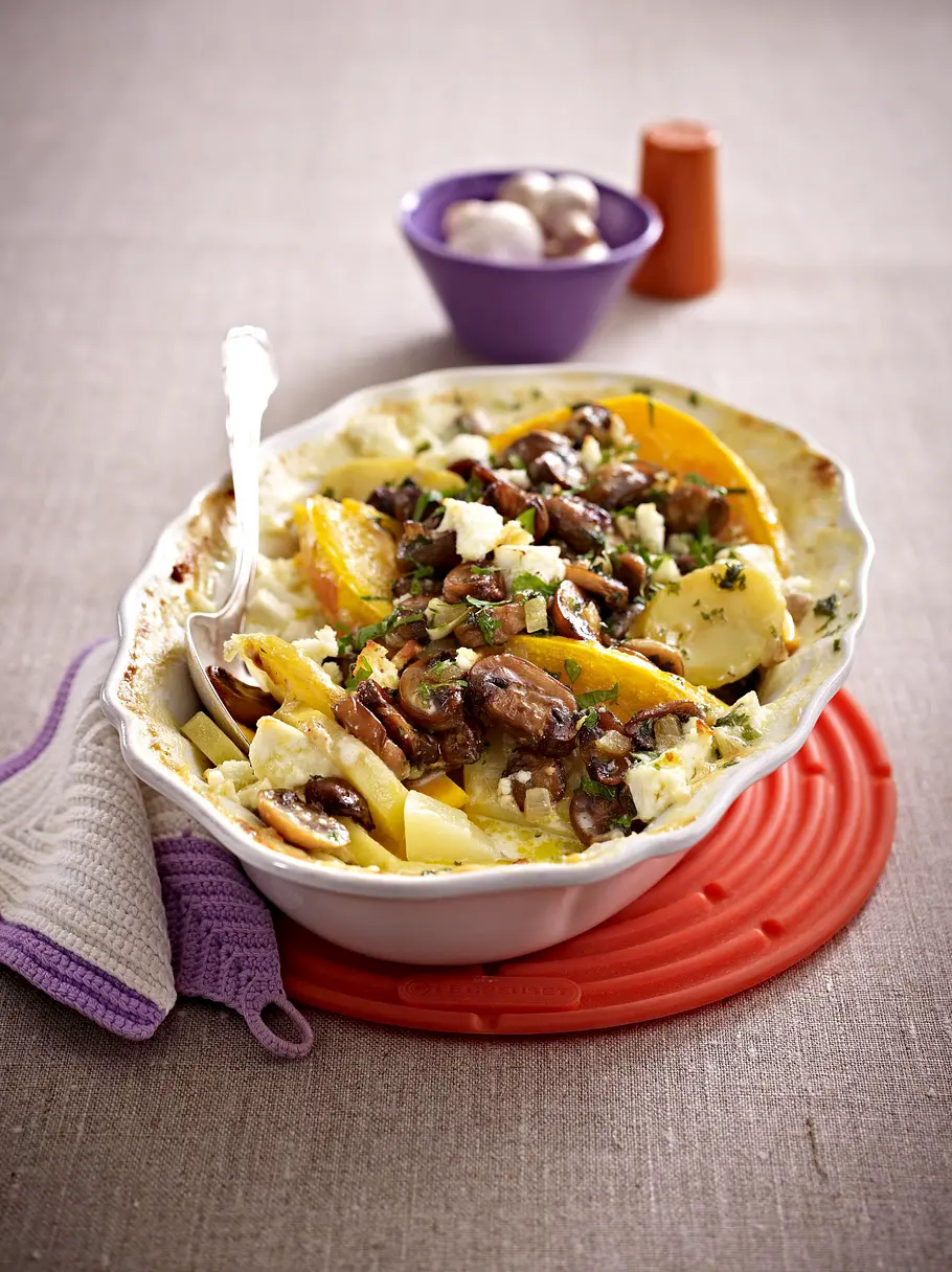 Kürbisauflauf mit Champignons Rezept Kürbisauflauf mit Champignons Rezept