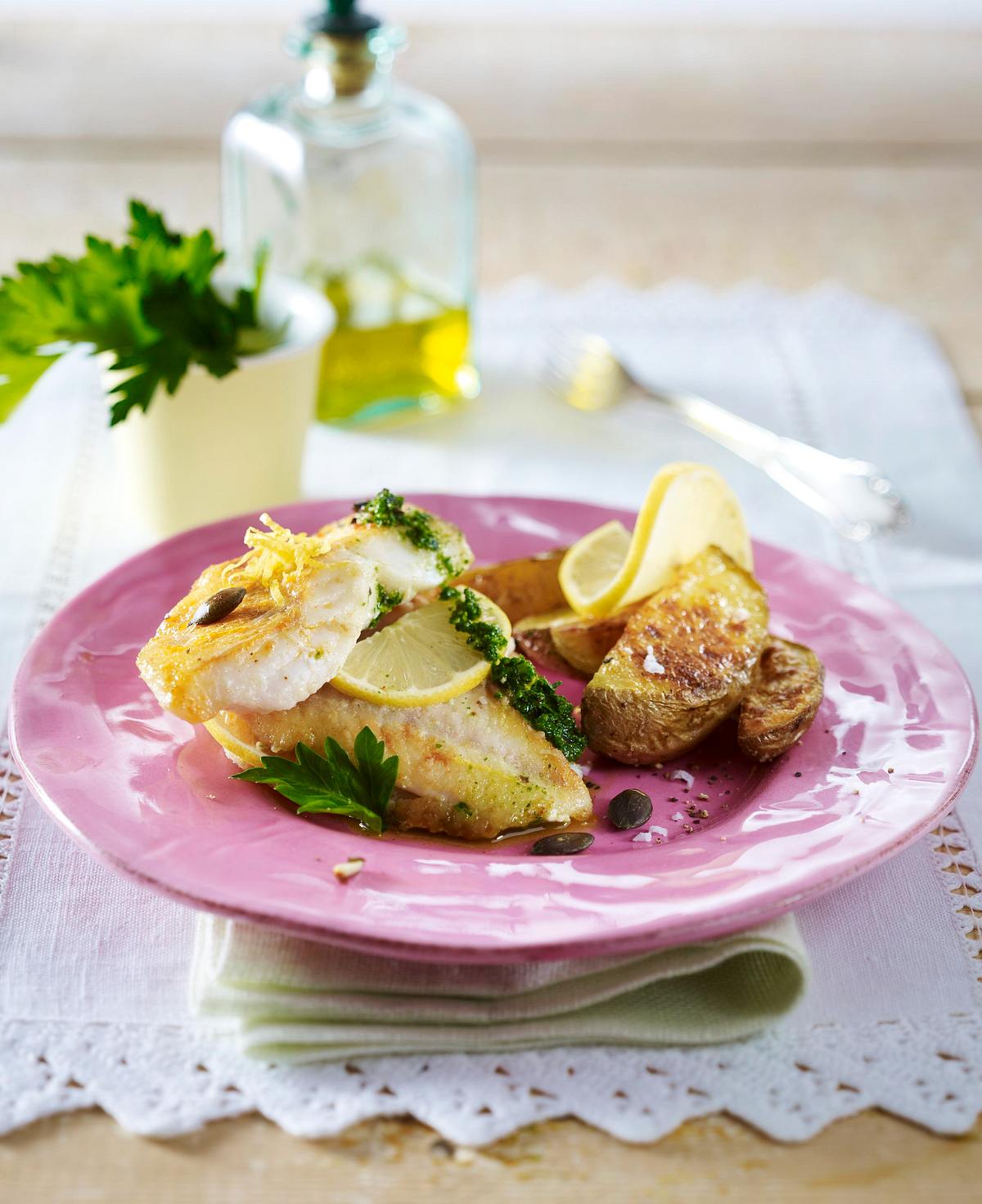 Kürbiskern-Petersilien-Pesto mit Rotbarsch Rezept