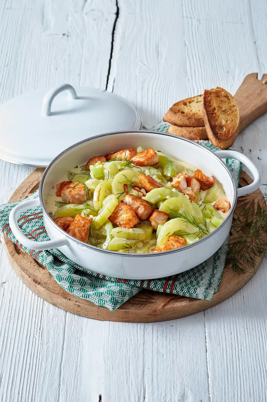 Lachs-Gurken-Pfanne Rezept