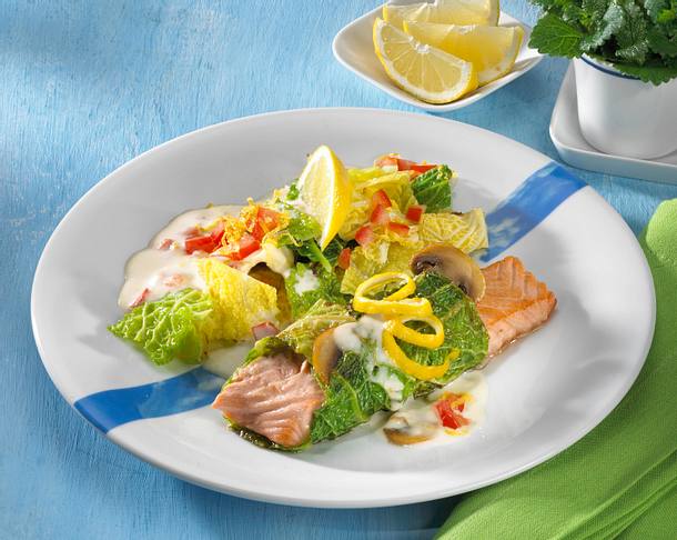 Lachs im Wirsingblatt Rezept
