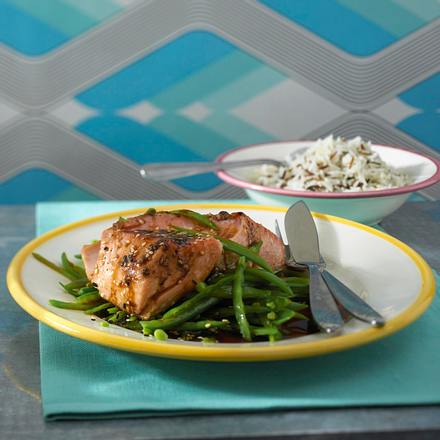 Lachs in Teriyaki mit Zuckerschoten Rezept Lachs in Teriyaki mit Zuckerschoten Rezept