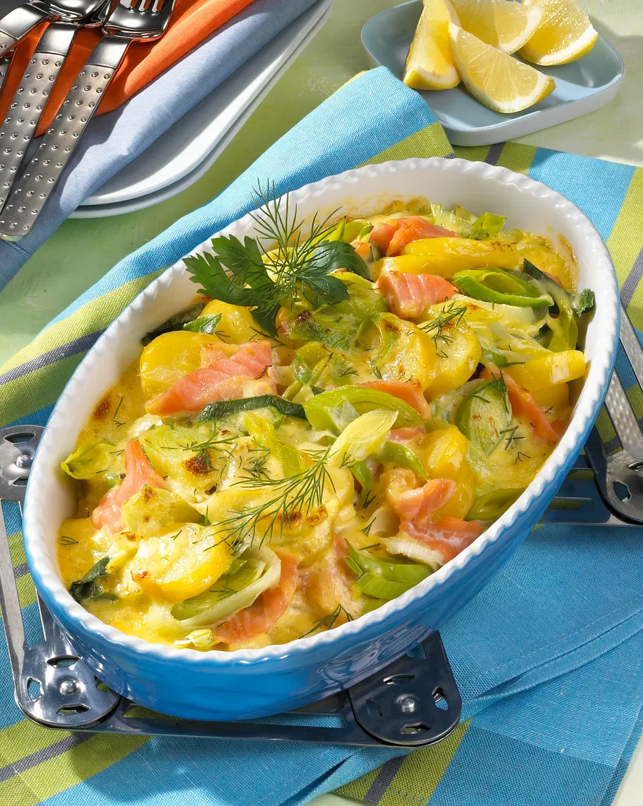 Lachs-Lauch-Auflauf Rezept Lachs-Lauch-Auflauf Rezept