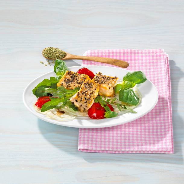 Lachs mit Fenchelkruste Rezept Lachs mit Fenchelkruste Rezept