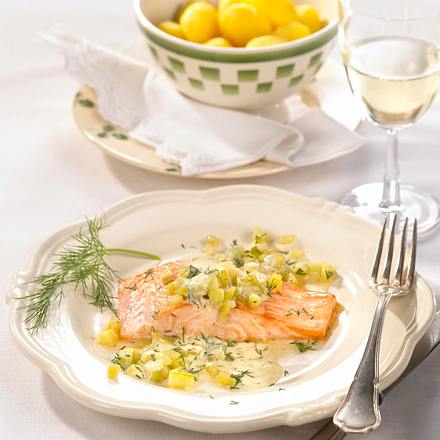 Lachs Mit Gurke In Dillsosse Rezept Lecker