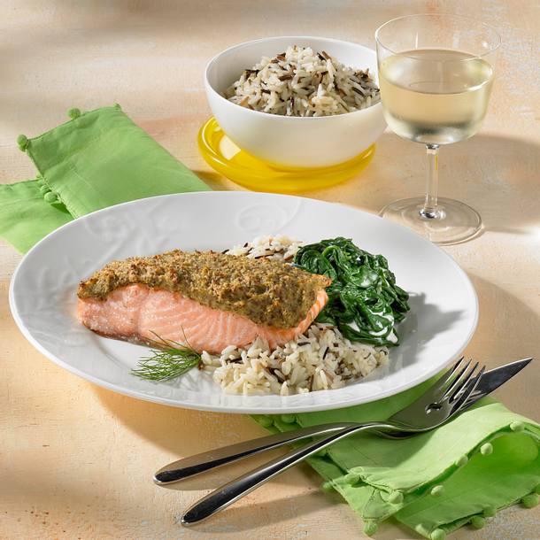 Lachs-Sahne-Schnitte mit Wildreis Rezept Lachs-Sahne-Schnitte mit Wildreis Rezept