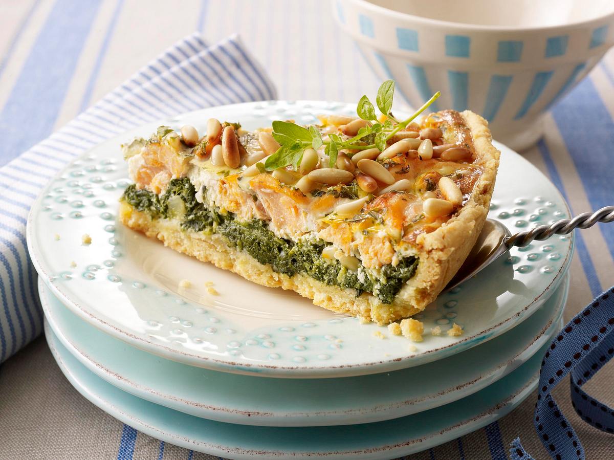 Lachs-Spinat Quiche mit buttrigem Mürberteig Rezept